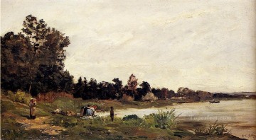 川の洗濯婦の風景シーン イポリット カミーユ デルピー Oil Paintings